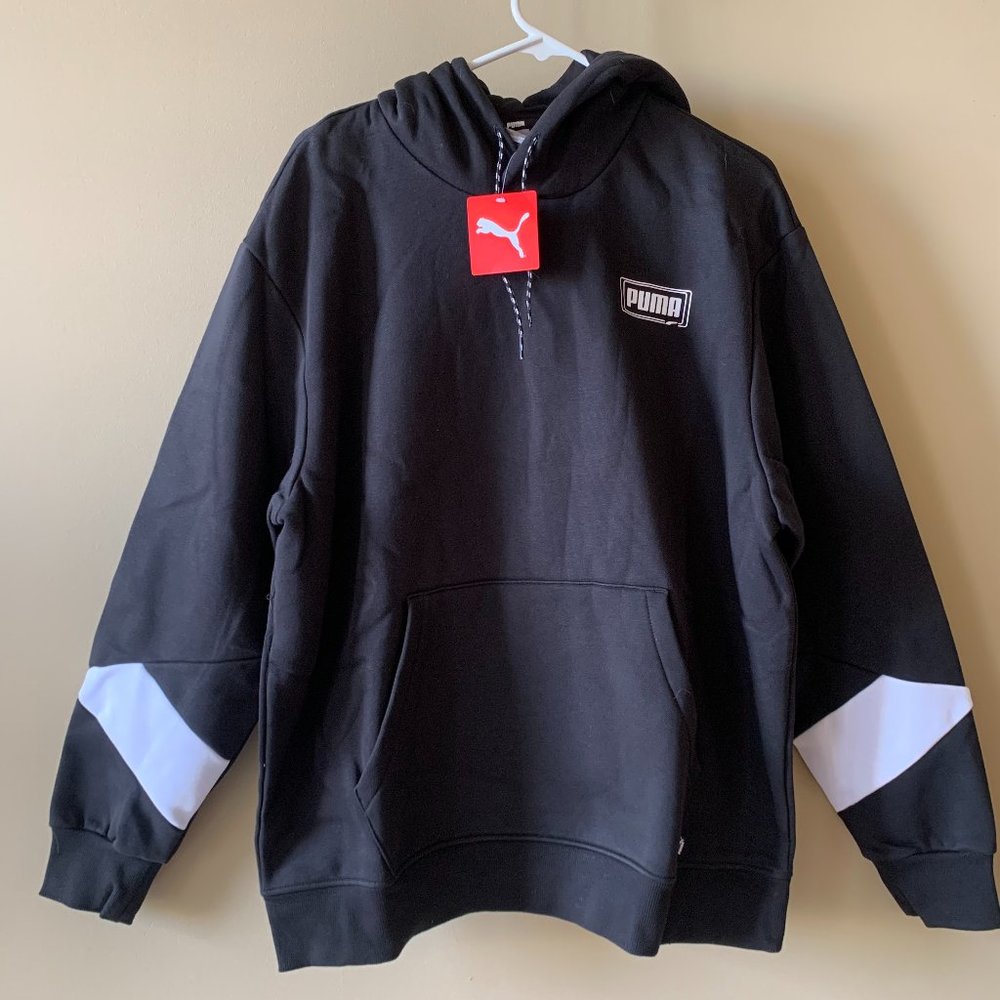 NWT PUMA Men's Size L Rebel Color Blocked Hoodie-Black